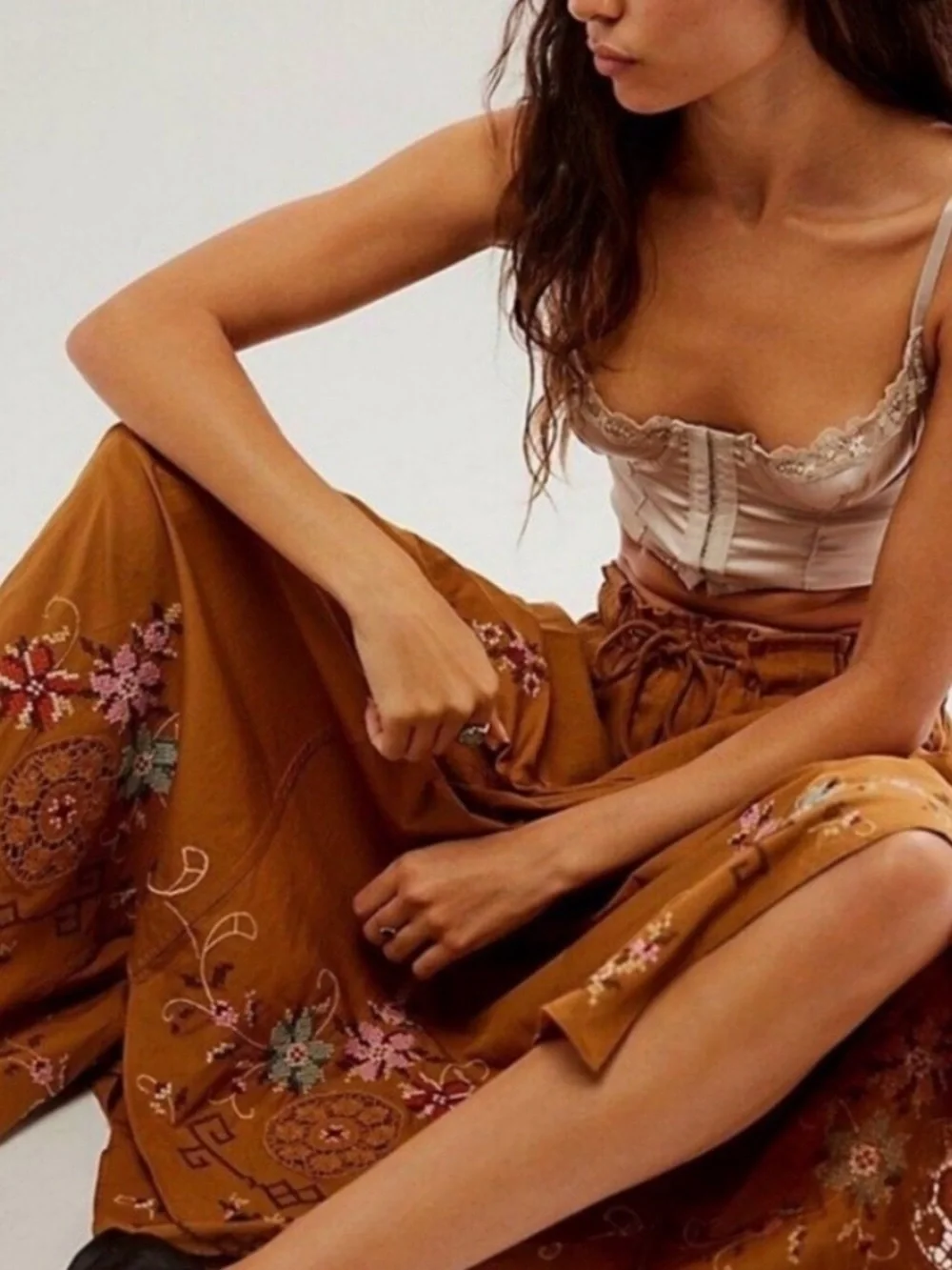 🔥 NWT Free People Arielle Embroidered Maxi Skirt